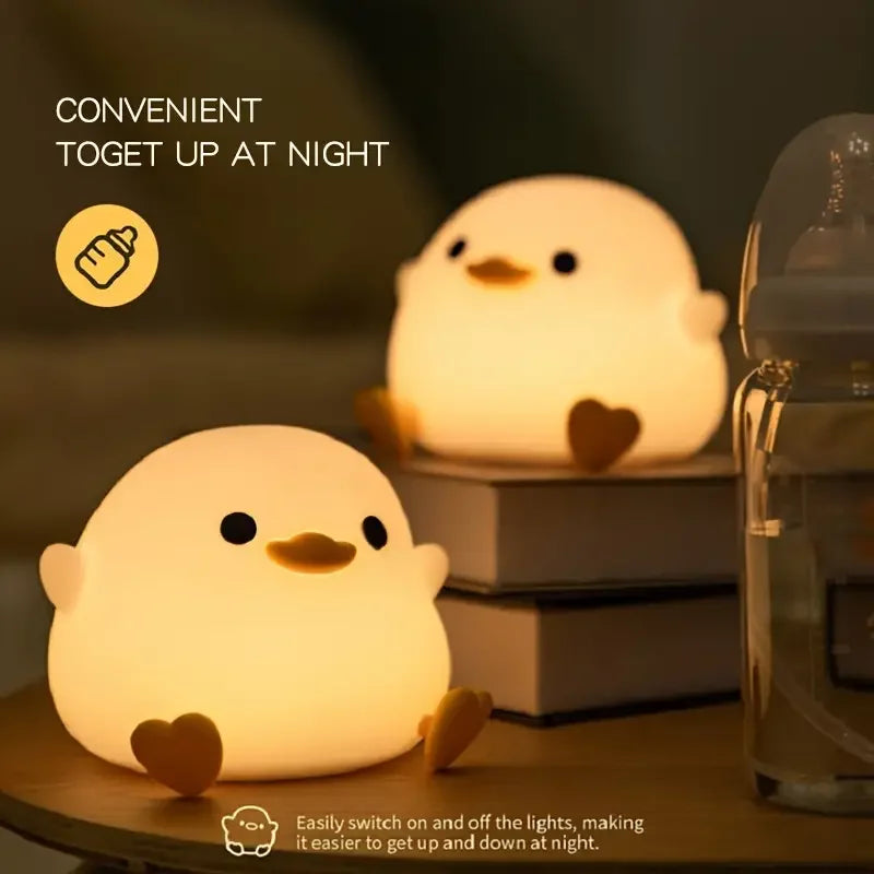Soft Squishy Duck LED Night Lamp – USB Rechargeable & Gift-Ready