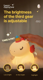 Cartoon Unicorn LED Night Lamp – Cute Silicone Pat Light for Cozy Reading & Decor