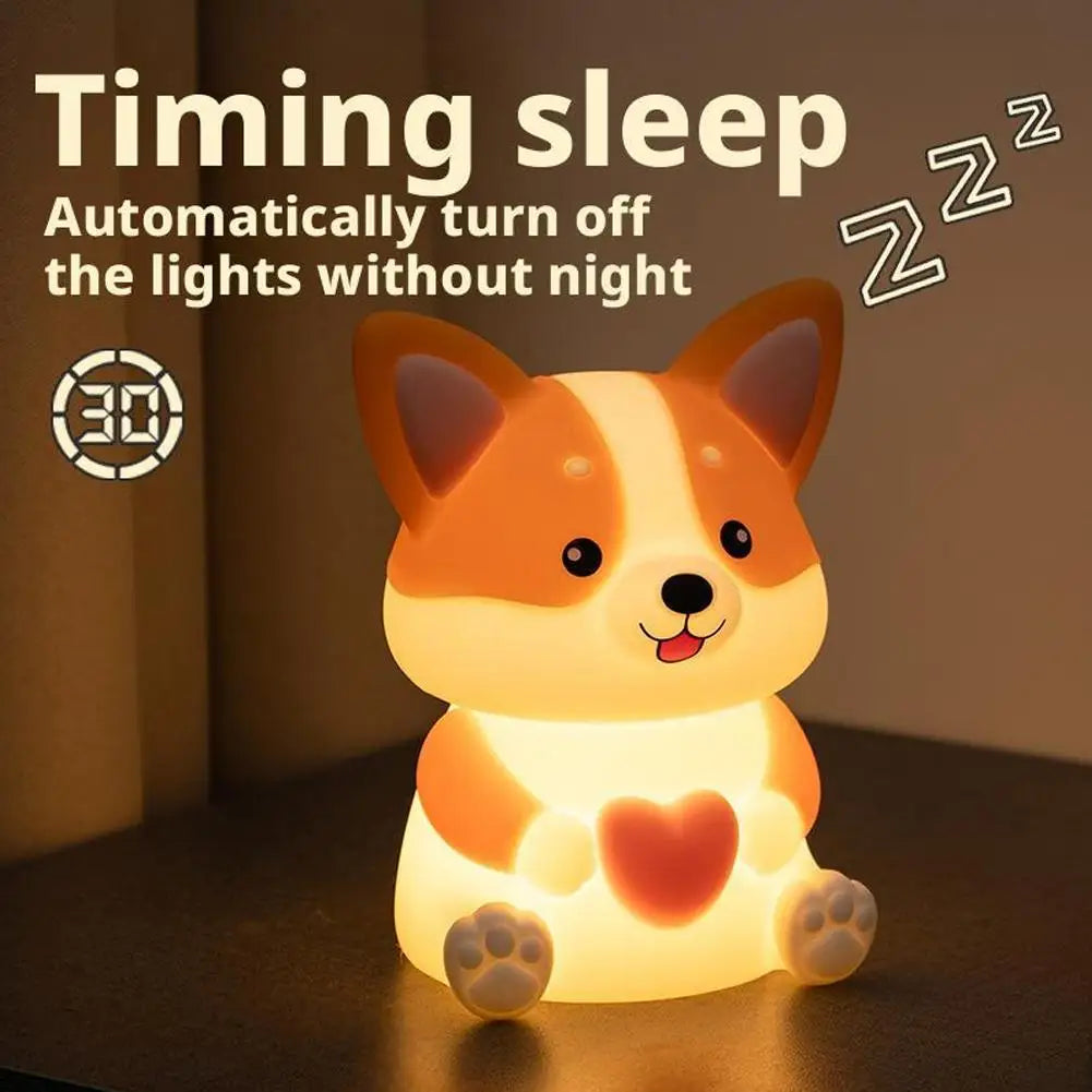 Corgi LED Night Light – 3-Mode Silicone USB Lamp for Kids 🐶