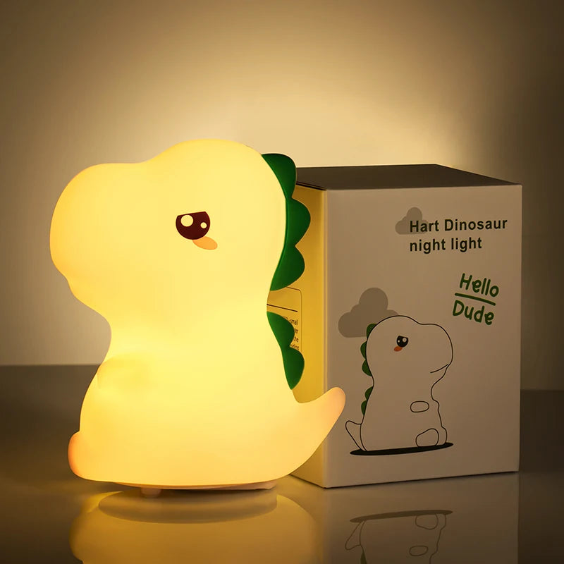 Dinosaur LED Night Light – Touch Sensor Color-Changing Silicone Lamp 🦕