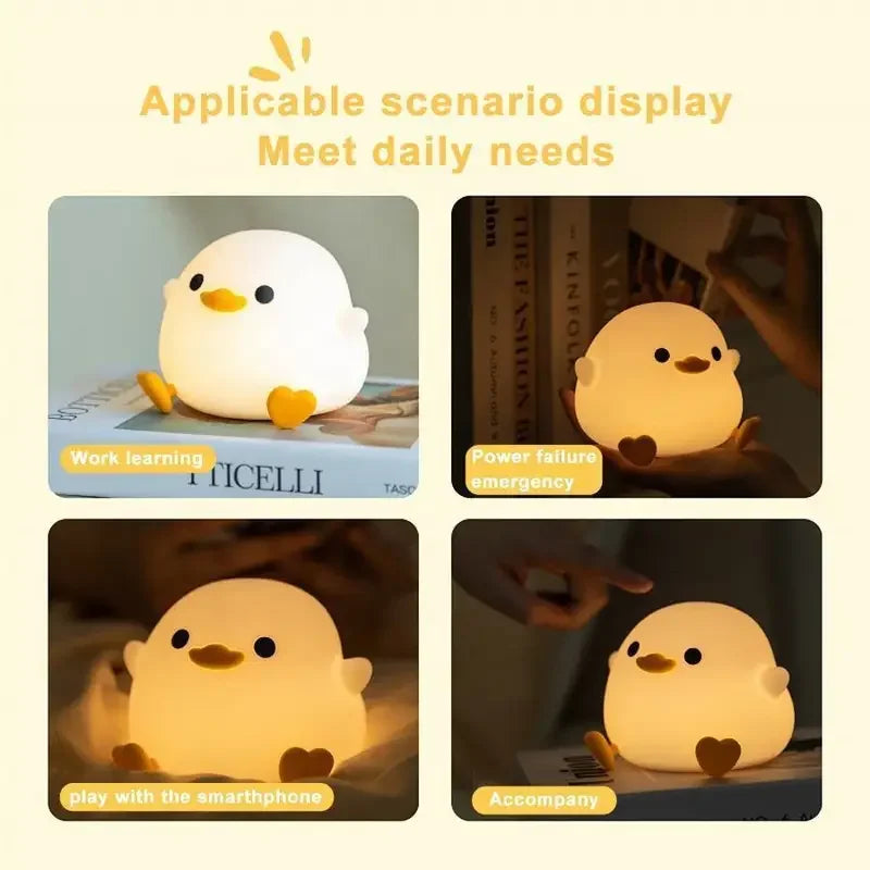 Soft Squishy Duck LED Night Lamp – USB Rechargeable & Gift-Ready