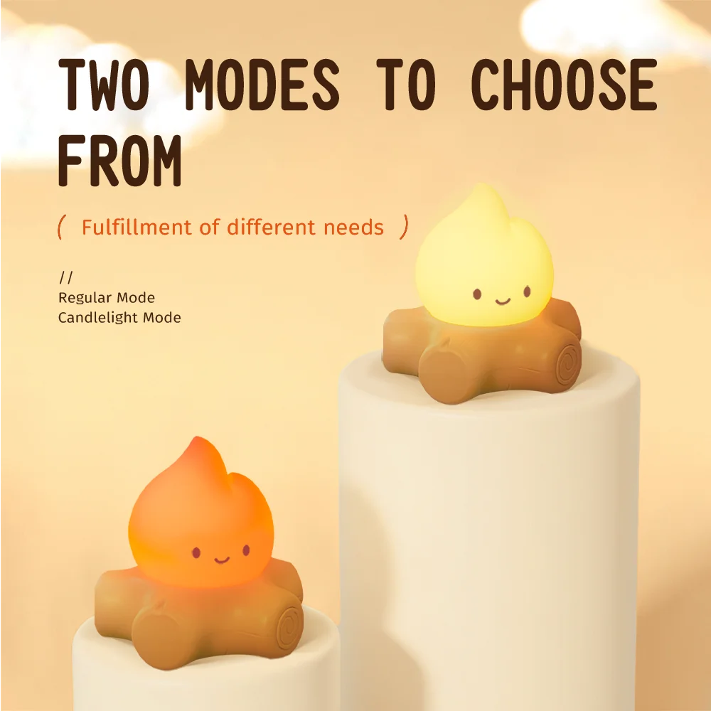 Campfire LED Night Light – Creative Bedside & Desk Lamp 🔥