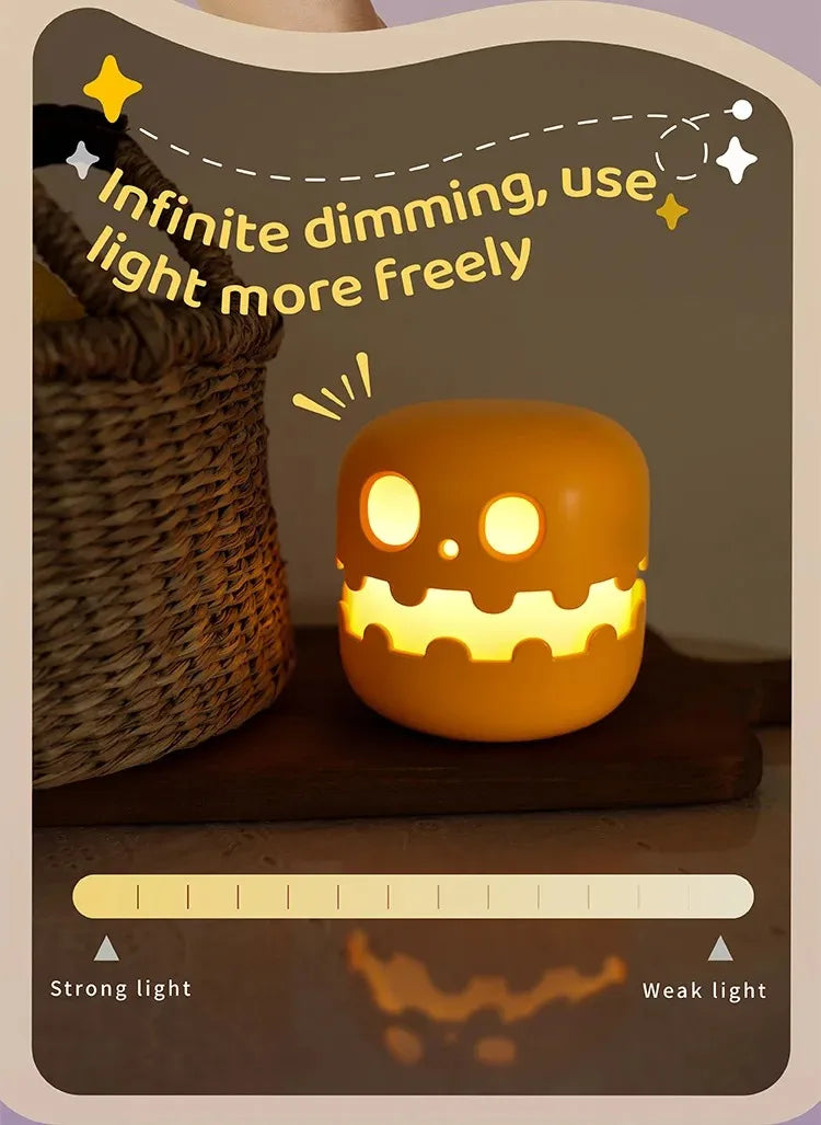 Pumpkin LED Night Light – Timed Brightness Adjustable Desktop Lamp 🎃