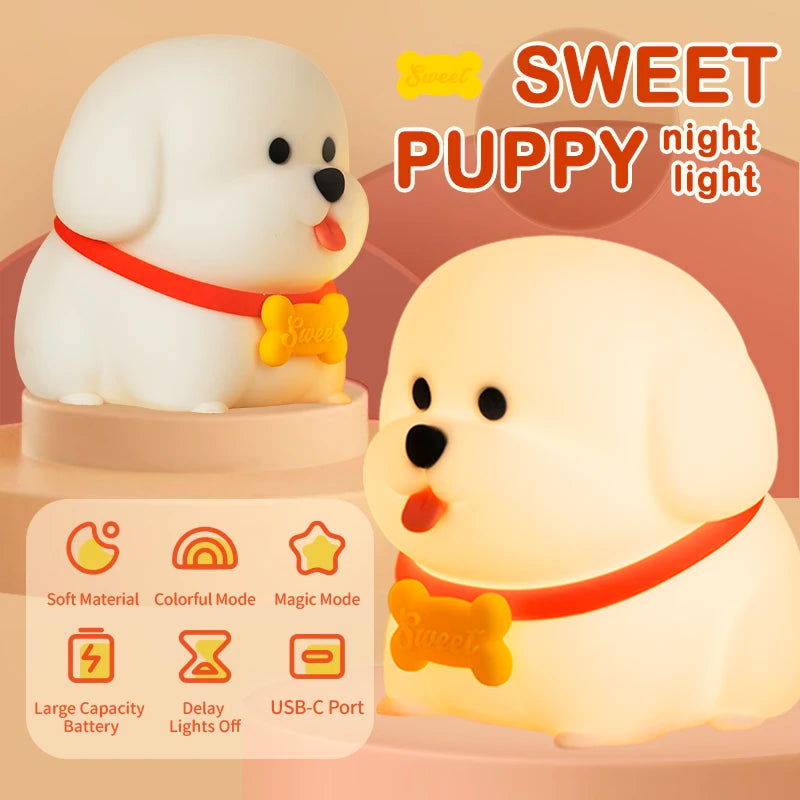 Dog LED Night Light – Soft Silicone Multi-Color USB Lamp 🐶