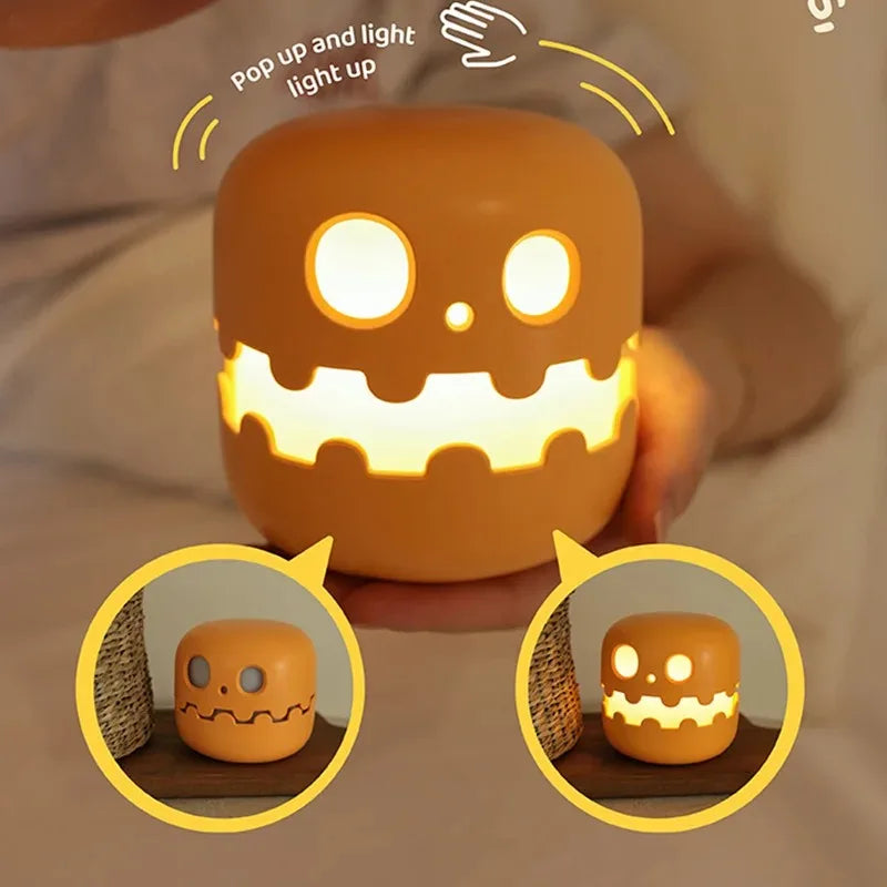 Pumpkin LED Night Light – Timed Brightness Adjustable Desktop Lamp 🎃