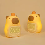 Capybara LED Night Light & Alarm Clock – Silicone USB Rechargeable Lamp
