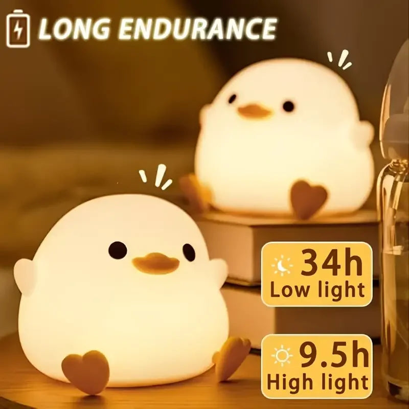 Soft Squishy Duck LED Night Lamp – USB Rechargeable & Gift-Ready