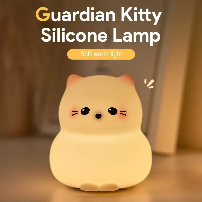 Cat LED Night Light – Soft Silicone Pat Lamp for Kids 🐱