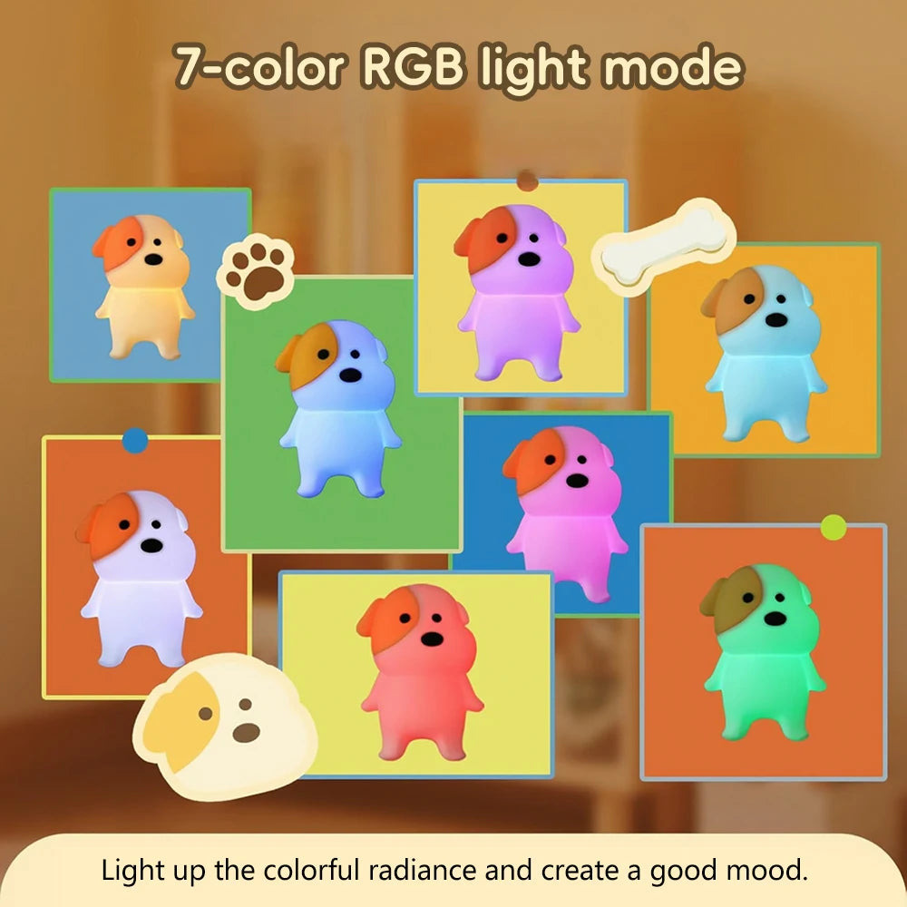 Dog LED Night Light – Rechargeable Squishy Silicone Lamp for Kids 🐶