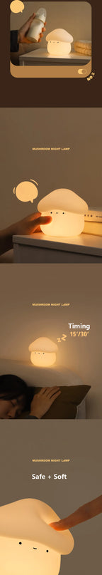 Mushroom LED Night Light – Dimmable Silicone Lamp for Kids 🍄