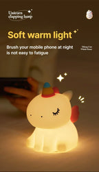 Cartoon Unicorn LED Night Lamp – Cute Silicone Pat Light for Cozy Reading & Decor