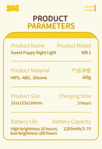 Dog LED Night Light – Soft Silicone Multi-Color USB Lamp 🐶