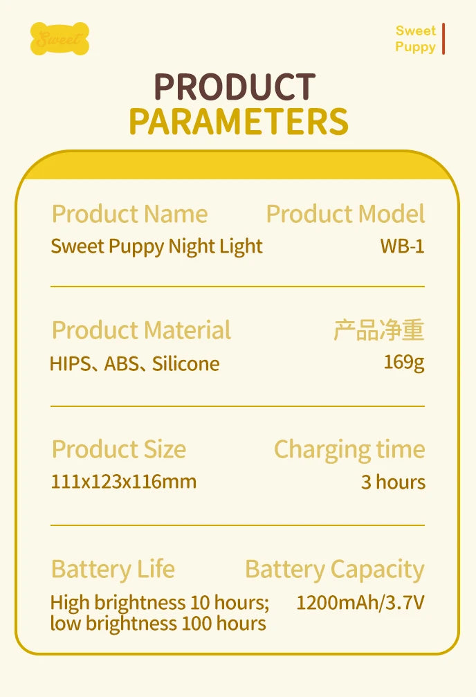 Dog LED Night Light – Soft Silicone Multi-Color USB Lamp 🐶