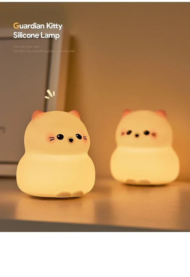 Cat LED Night Light – Soft Silicone Pat Lamp for Kids 🐱