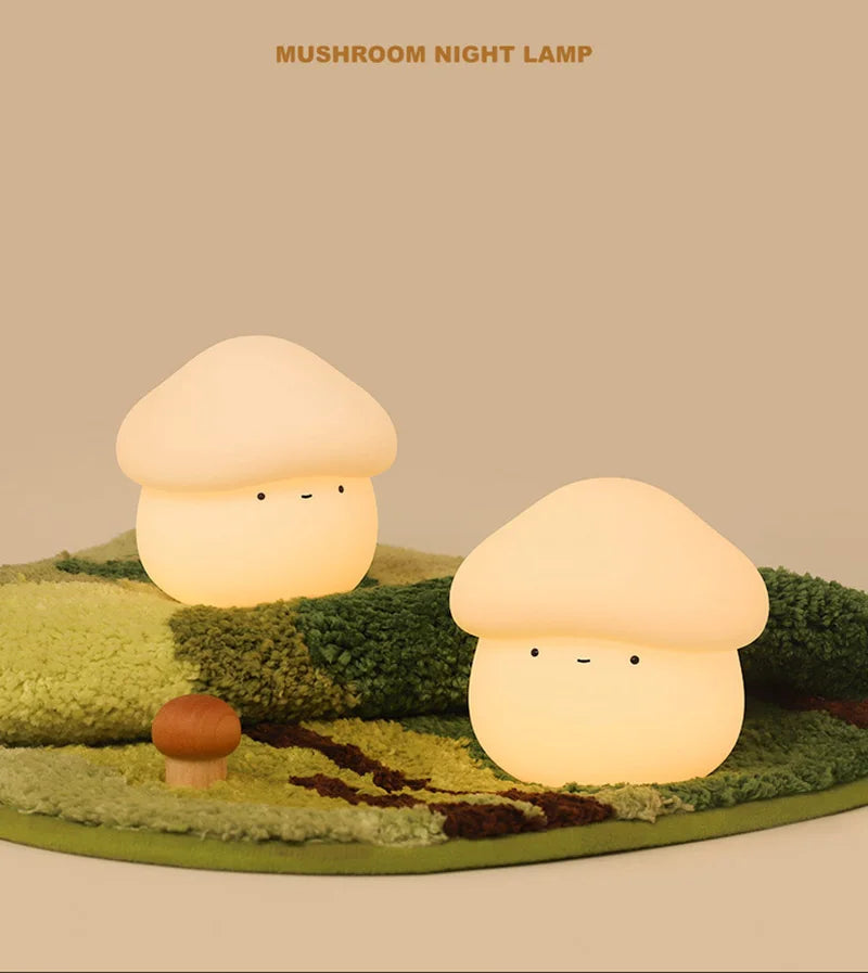 Mushroom LED Night Light – Dimmable Silicone Lamp for Kids 🍄