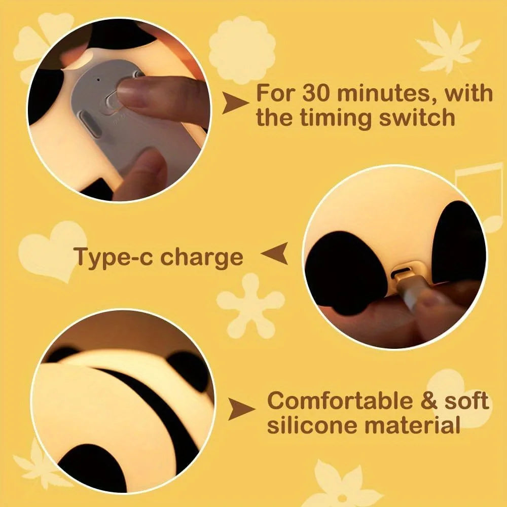 🐼💡 Panda Squishy LED Night Light – Tap to Glow ✨ Perfect Baby & Girl Gift 🎁