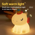 Cartoon Unicorn LED Night Lamp – Cute Silicone Pat Light for Cozy Reading & Decor