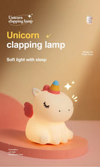 Cartoon Unicorn LED Night Lamp – Cute Silicone Pat Light for Cozy Reading & Decor