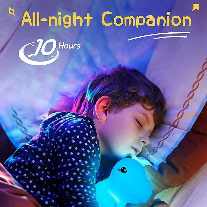Dinosaur LED Night Light – Touch Sensor Color-Changing Silicone Lamp 🦕