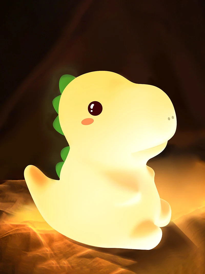 Dinosaur LED Night Light – Touch Sensor Color-Changing Silicone Lamp 🦕