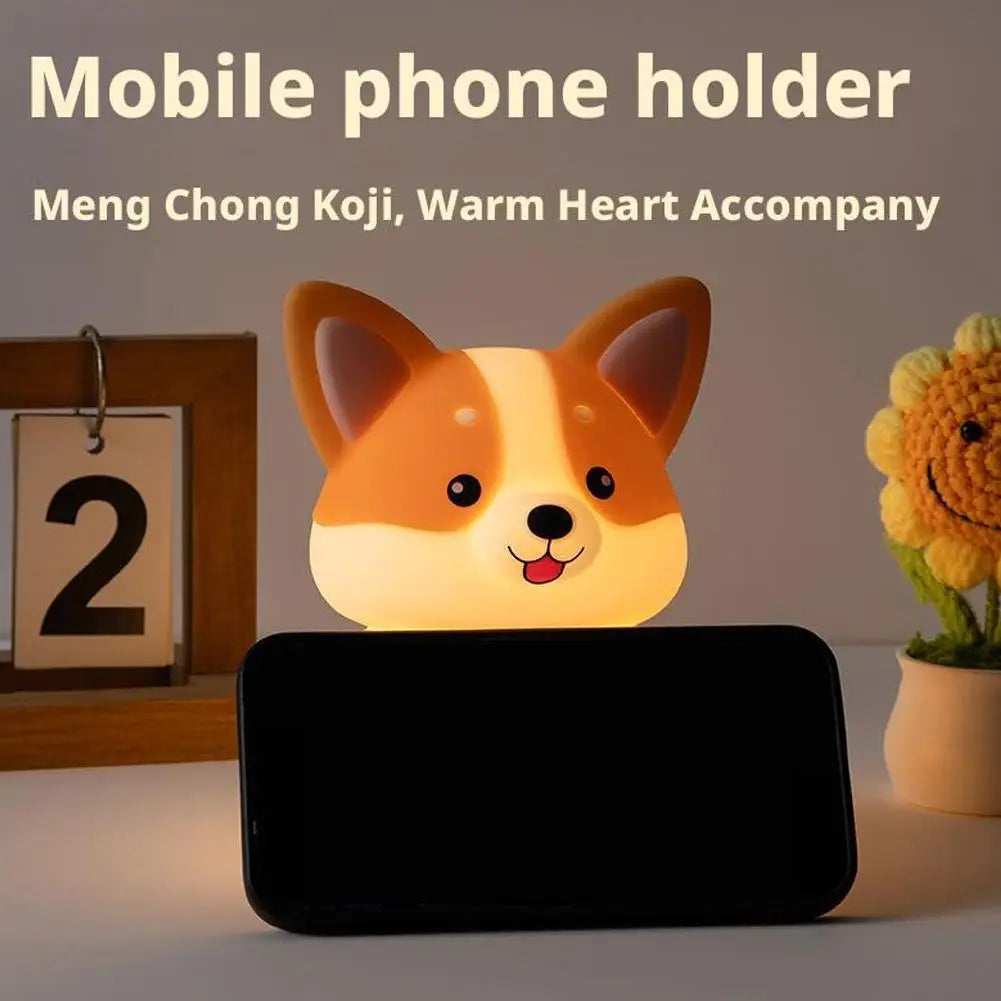 Corgi LED Night Light – 3-Mode Silicone USB Lamp for Kids 🐶