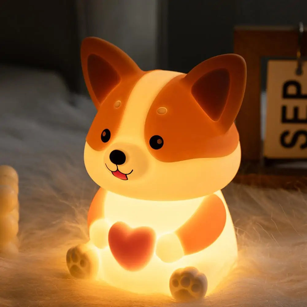 Corgi LED Night Light – 3-Mode Silicone USB Lamp for Kids 🐶