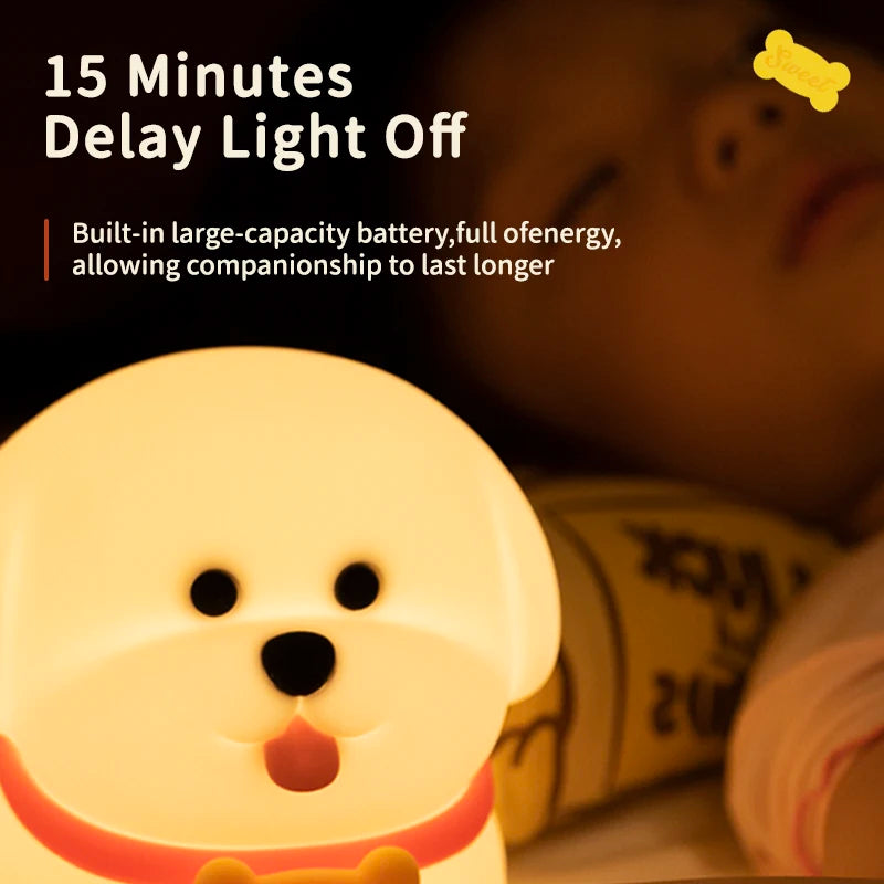 Dog LED Night Light – Soft Silicone Multi-Color USB Lamp 🐶