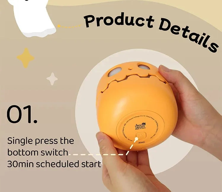 Pumpkin LED Night Light – Timed Brightness Adjustable Desktop Lamp 🎃