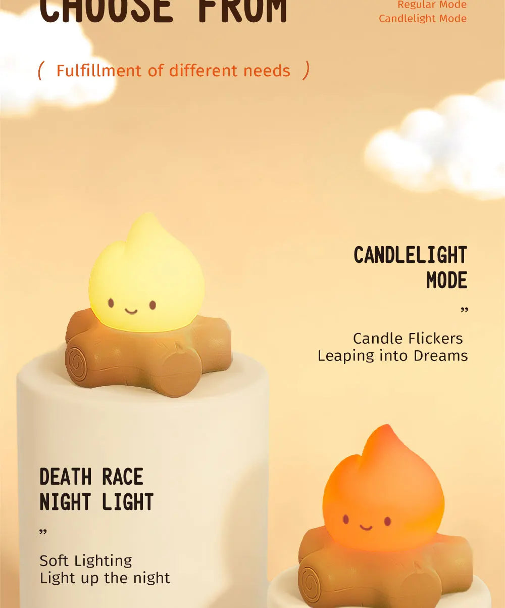 Campfire LED Night Light – Creative Bedside & Desk Lamp 🔥