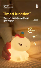 Cartoon Unicorn LED Night Lamp – Cute Silicone Pat Light for Cozy Reading & Decor