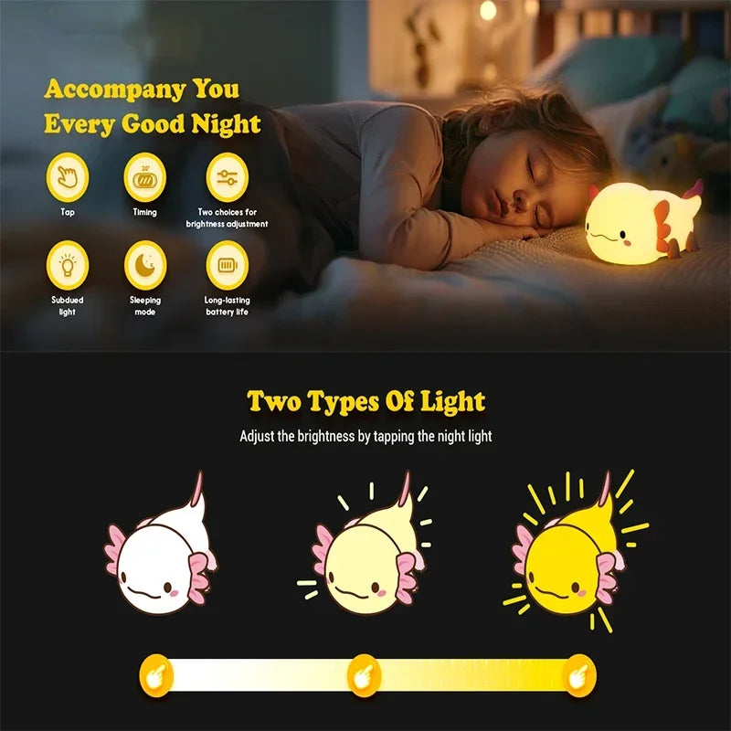 Squishy Axolotl Night Lamp – Perfect Gift 🎁