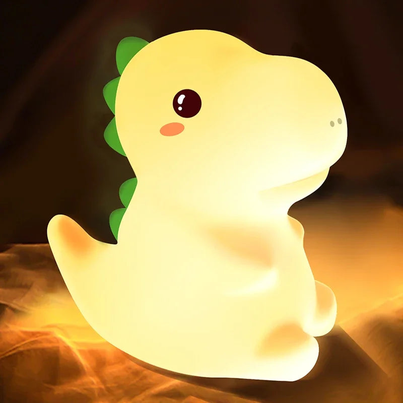 Dinosaur LED Night Light – Touch Sensor Color-Changing Silicone Lamp 🦕