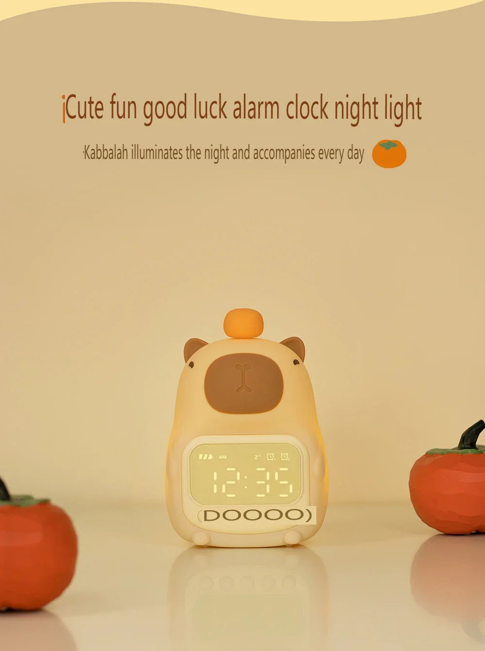 Capybara LED Night Light & Alarm Clock – Silicone USB Rechargeable Lamp
