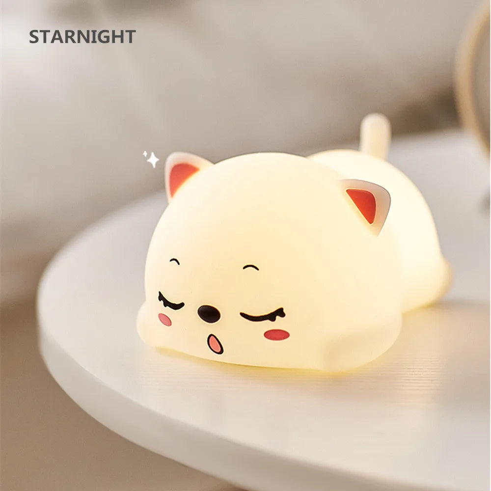 Cat LED Night Light – Touch & Remote Silicone USB Lamp 🐱