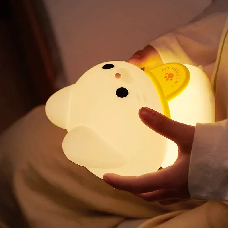 Lucky Cat LED Night Light – Touch Sensor USB Rechargeable Lamp 🐱
