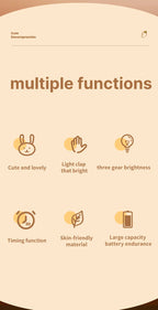 Soft Silicone Rabbit Night Lamp – Cute Cartoon Touch Light for Kids & Nursery Gift