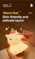 Cartoon Unicorn LED Night Lamp – Cute Silicone Pat Light for Cozy Reading & Decor