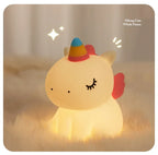 Cartoon Unicorn LED Night Lamp – Cute Silicone Pat Light for Cozy Reading & Decor