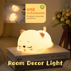 Cat LED Night Light – Touch & Remote Silicone USB Lamp 🐱