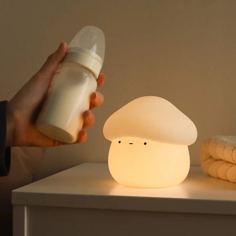 Mushroom LED Night Light – Dimmable Silicone Lamp for Kids 🍄