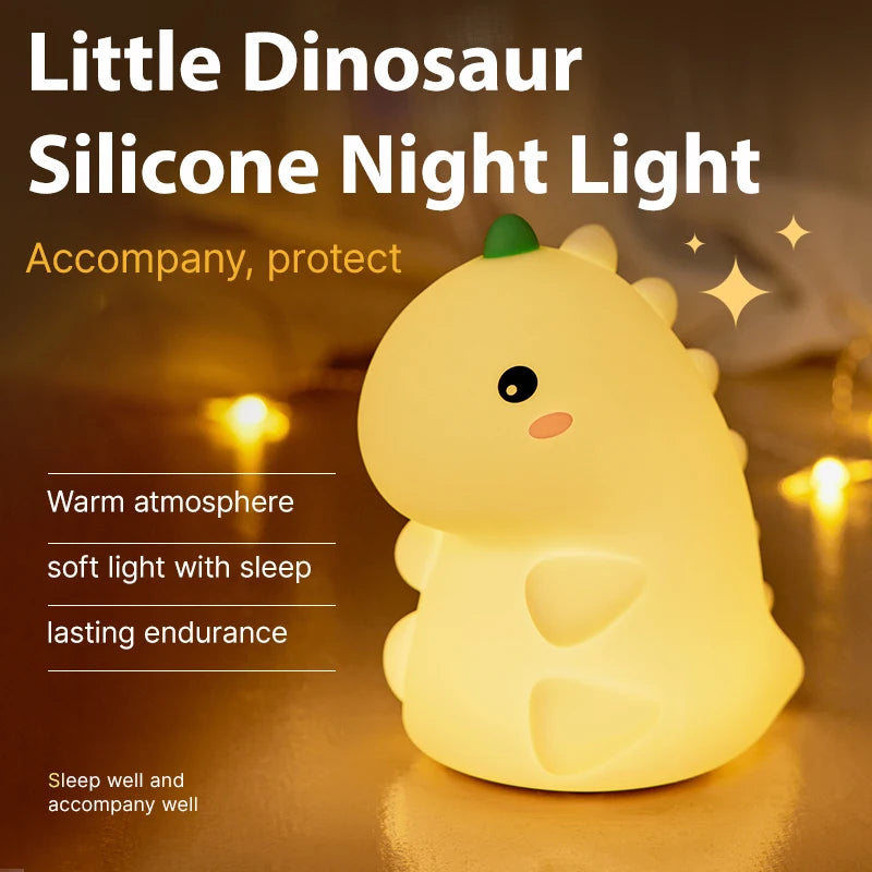 Dinosaur LED Night Light – Dimmable Silicone Lamp for Kids 🦖