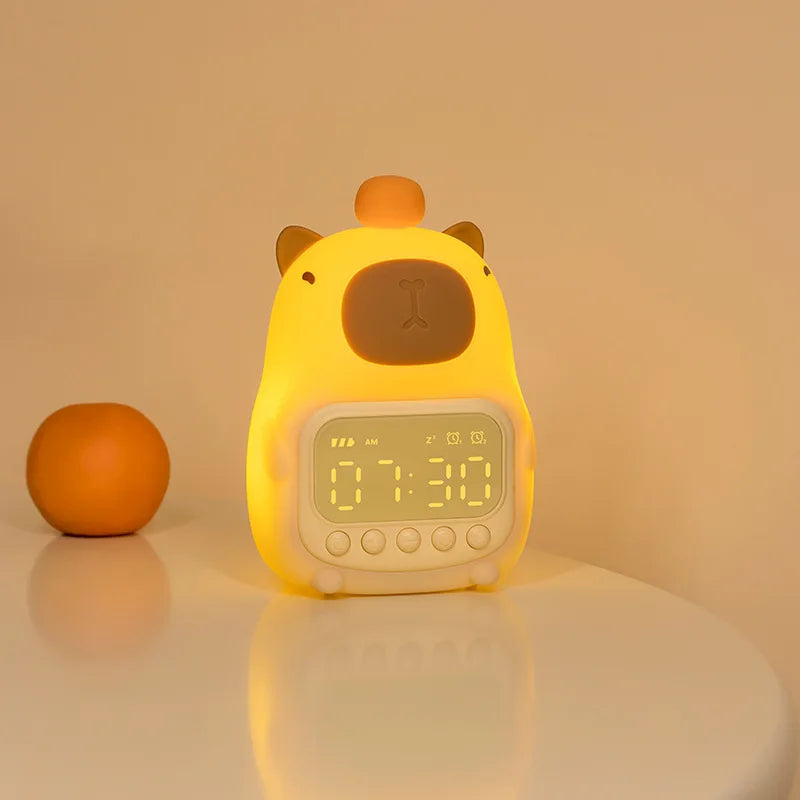 Capybara LED Night Light & Alarm Clock – Silicone USB Rechargeable Lamp