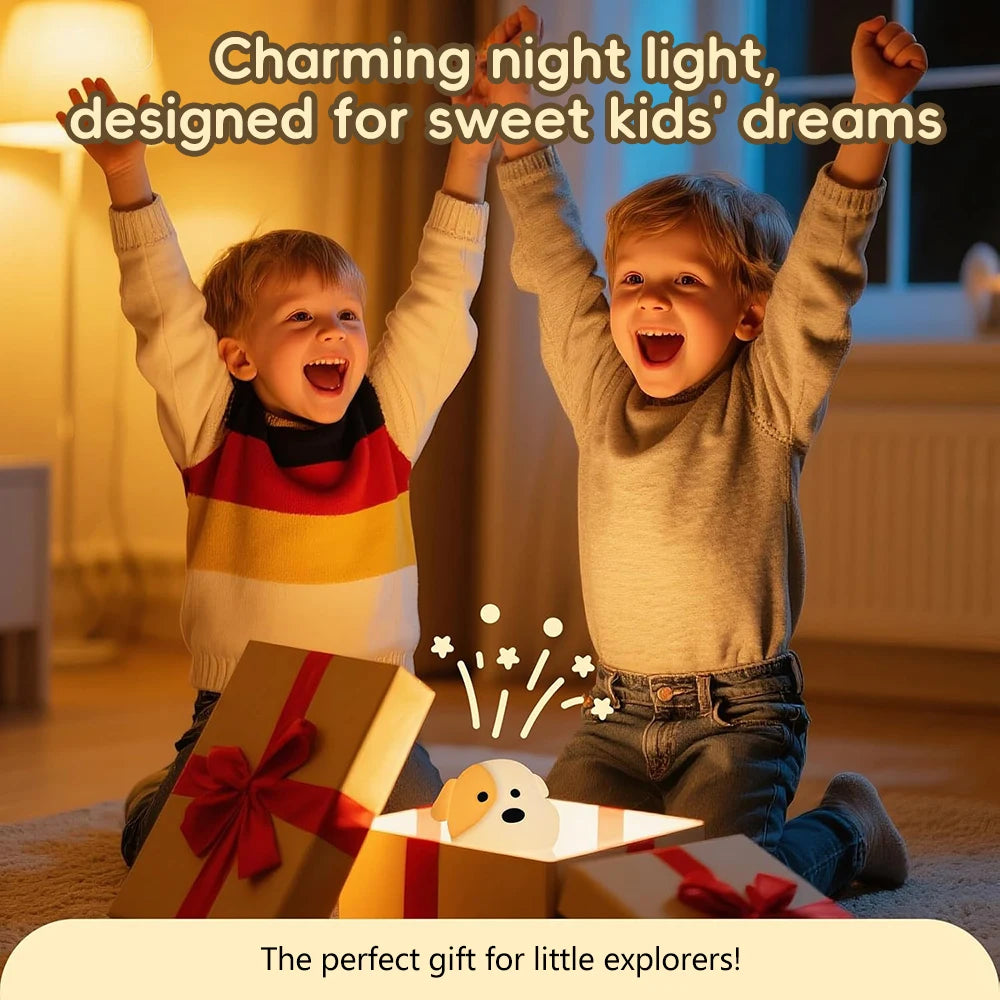 Dog LED Night Light – Rechargeable Squishy Silicone Lamp for Kids 🐶